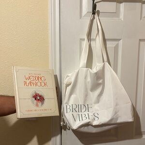 Bride Vibes White Tote Bag & Betty Crockers wedding plan book